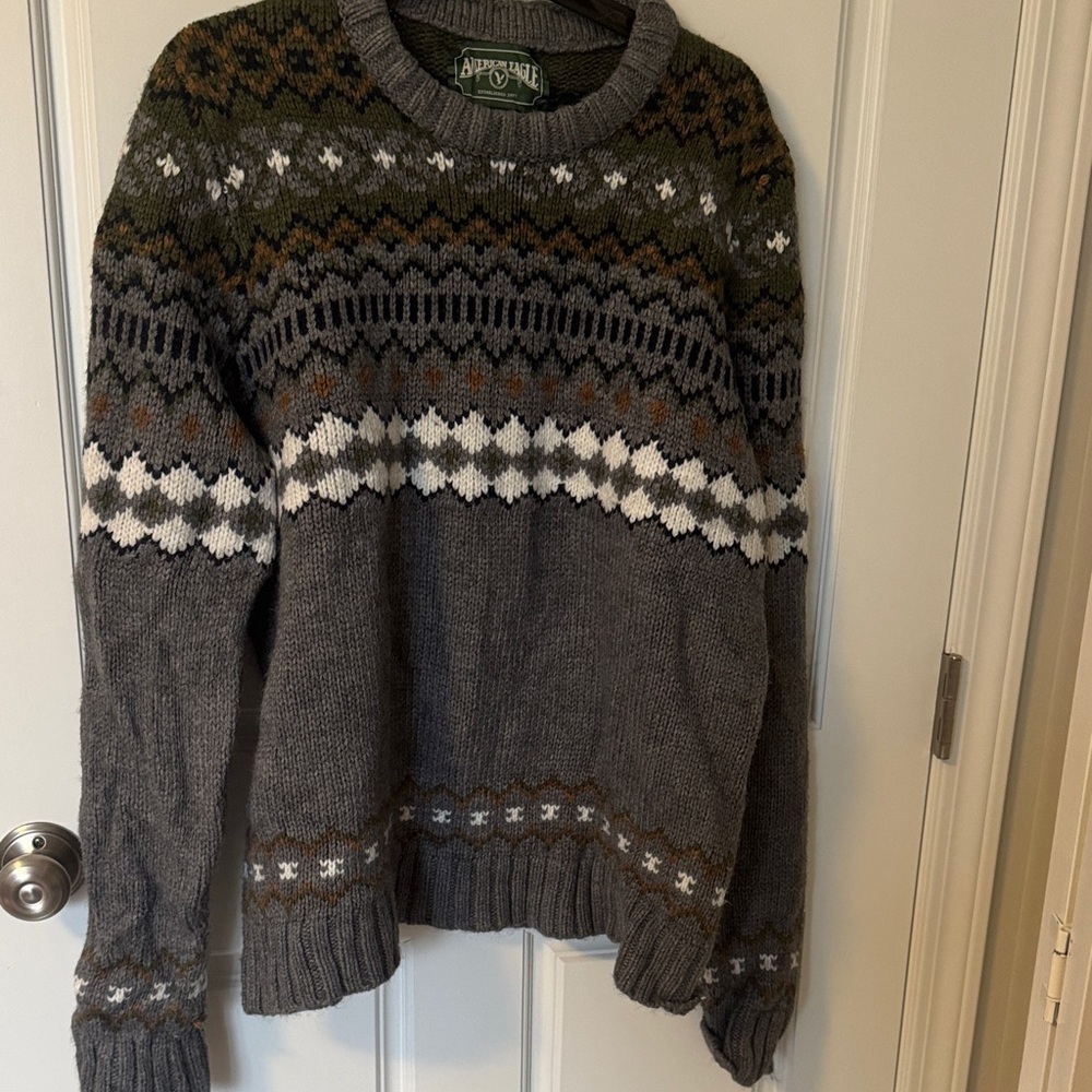 American Eagle Outfitters Patterned Crewneck Sweater